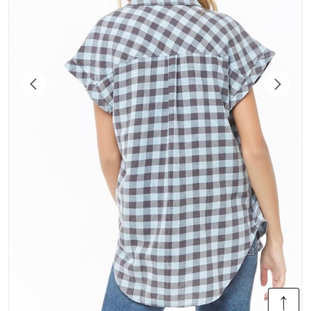 Baby blue long plaid shirt